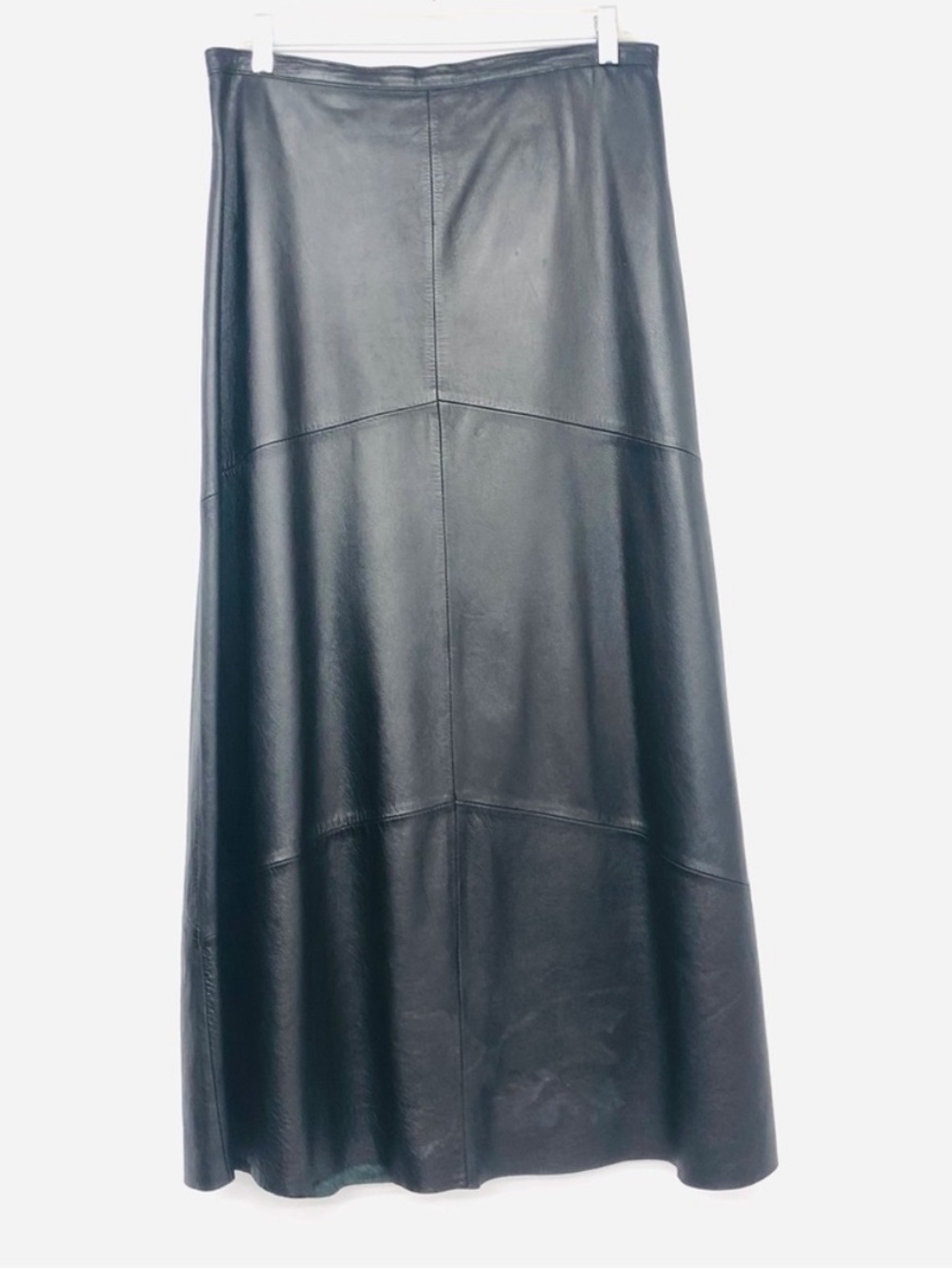 Yvonne Marie Black Lambskin Leather Maxi Skirt 14
